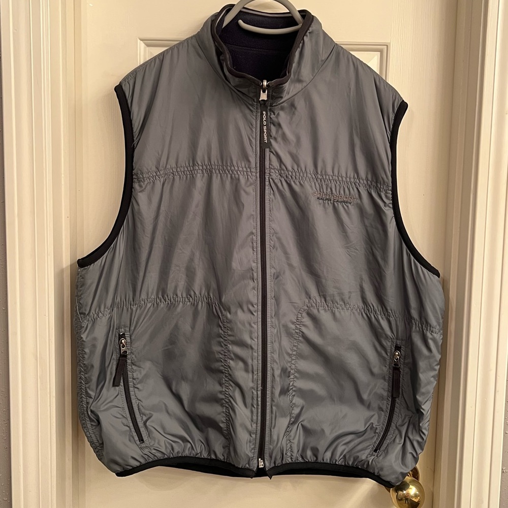 Mens Polo Spot Reversible Vest Grey/black